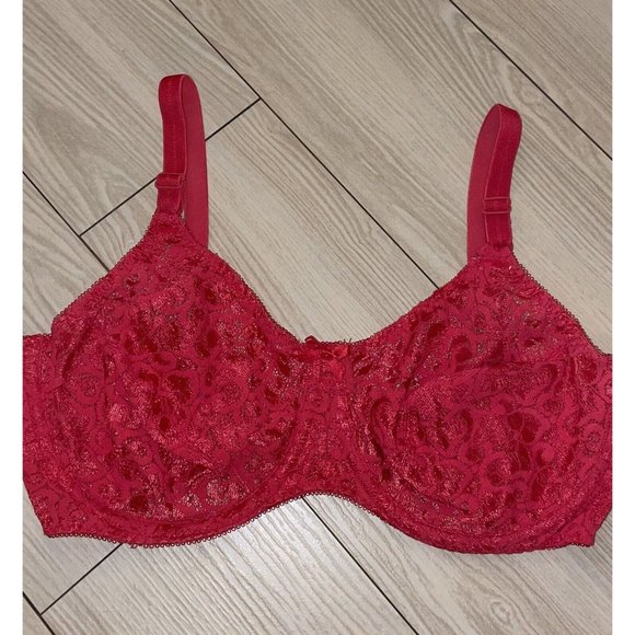 Vintage Smart Choices Playtex 3286 Lace Bra Unlined Underwire Womens 38D Red - Picture 3 of 6